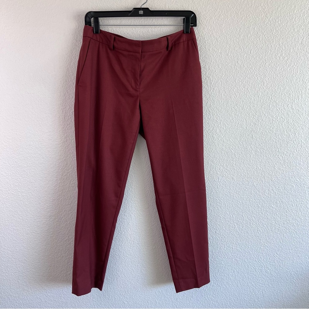 DKNY Women's Burgundy Slim Straight Crop‎ Dress Pants